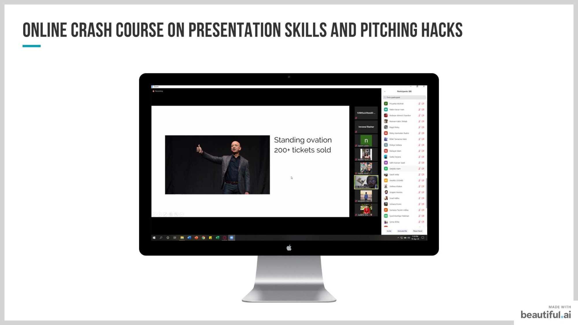 Online crash course on presentation skills and Pitching Hacks